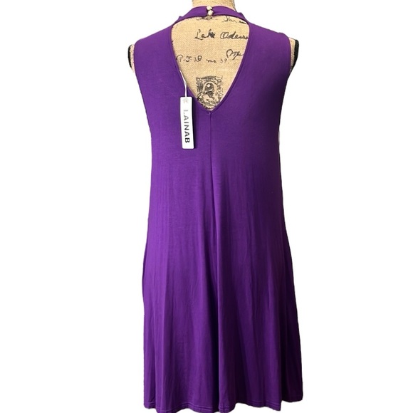 Lainab NWT Sleeveless purple dress with side pockets. Size large - Picture 5 of 6